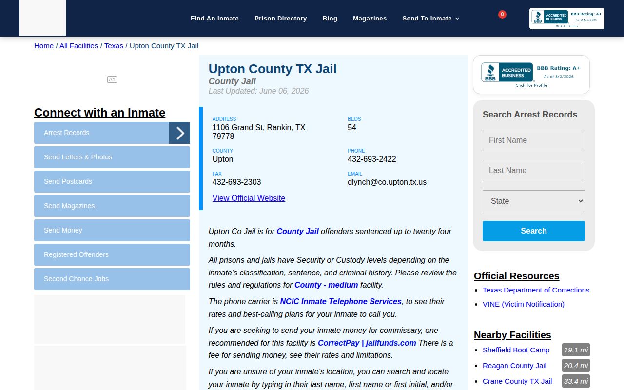 Private destination linked from Upton County without an official 24 hour release feed